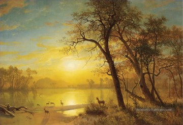 Paysage américain de Mountain Lake Albert Bierstadt Peinture à l'huile